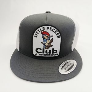 Gray And White Little Pecker Snapback Flat Bill Hat